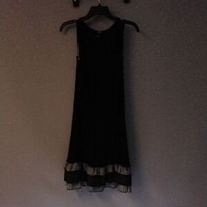 Forever 21 Black Midi Dress with Striped Hem